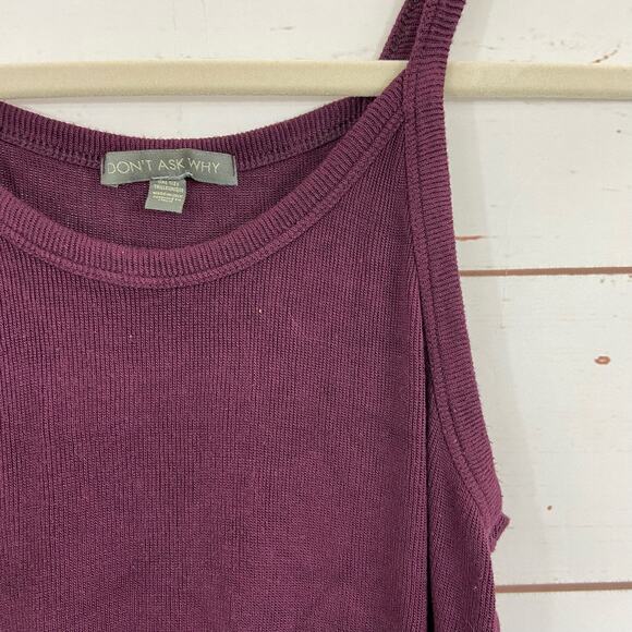 Dont Ask Why One Size Maroon Ribbed Basic Camisole Tank Top - Picture 3 of 5